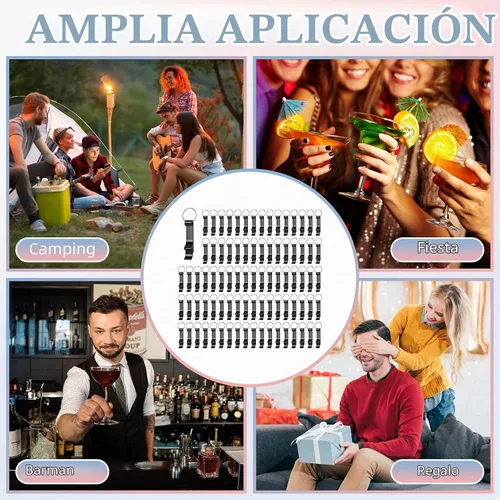 Vista 7 de Paquete de 200 llaveros para abridor de botellas de aluminio negro a granel para recuerdos de fiesta de boda