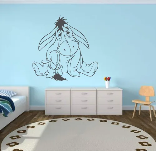 Custom Vinyl Decor | Eeyore Wall Decal | For the Playroom, Classroom, Library, Bedroom, or Nursery | Small and Large Sizes | Black, White, Yellow,