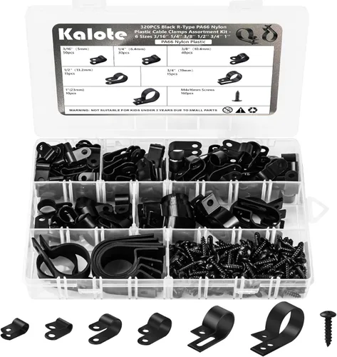 Vista 7 de 292 abrazaderas de cable, clips de cable para organizador de cables de gestión, 6 tamaños: 3/16 pulgadas, 1/4 pulgadas, 3/8 pulgadas, 1/2 pulgadas