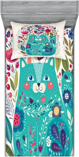Vista 113 de Ambesonne - Juego de sábanas bajeras y fundas de almohada, diseño primaveral de acuarelas con jardín de hierbas y flores, juego de 4 piezas