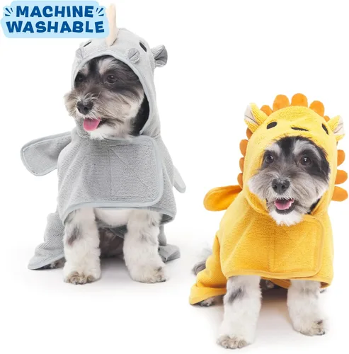 Vista 32 de Bata de baño para perros Barkbox de secado rápido con cierre de gancho y bucle y atadura envolvente, ropa linda para perros, fácil de limpiar