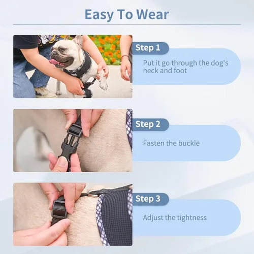 Vista 5 de BINGPET Juego de arnés y correa para perro, arnés reflectante sin tirones para perro, de malla suave transpirable, arnés ajustable para perros