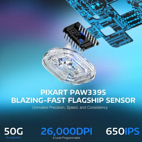 Vista 6 de MANBASNAKE Attack Shark X3 - Mouse inalámbrico para juegos, 1.73 oz, ligero, triple modo, ergonómico, sensor PAW3395 26K DPI, duración de la batería