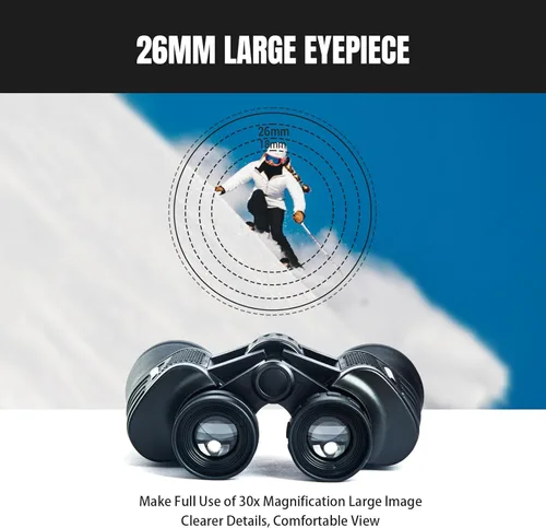 Vista 6 de Binoculares de alta potencia de 30 x 50 para adultos, binoculares compactos impermeables con visión de poca luz para observación de aves, caza