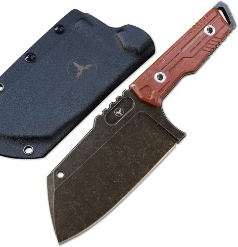 Vista 10 de Cuchillo de táctica de alta resistencia, hoja fija de espiga completa, mango de lino de acero Sleipner, para caza, camping, caza