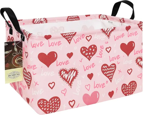 Vista 15 de HUNRUNG Cesta rectangular de almacenamiento de lona, bonita cesta organizadora de lona para juguetes de mascotas, niños, libros, ropa, perfecta