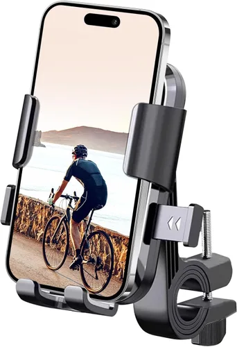Vista 8 de Soporte de teléfono para bicicleta para scooter eléctrico, motocicleta y bicicleta eléctrica – Soporte universal para teléfono celular de manillar
