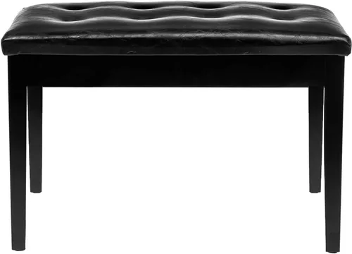 Vista 8 de Bonnlo - Banco de piano doble/dúo de madera con almacenamiento y cojín grueso, banco de piano acolchado de piel sintética para artista, asiento