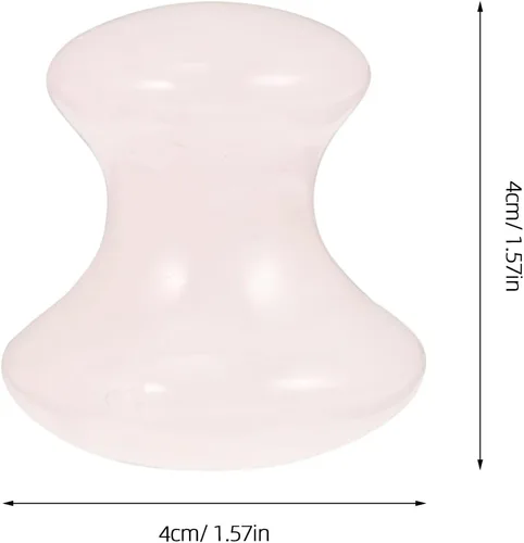 Vista 5 de Uonlytech 2 herramientas Gua Sha, masajeador facial de hongo de cuarzo rosa, piedras de jade, herramienta de masaje para mujeres, spa en casa, rosa