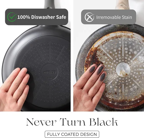 Vista 3 de PRICUSIS - Sartén antiadherente de 8/10/12 pulgadas con mango que no se calienta, completamente recubierta, compatible con inducción y apta