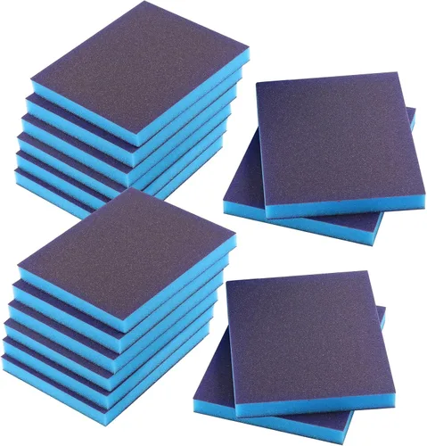 Vista 20 de 4 esponjas de lijado de grano 60, bloques de lijado gruesos, lavables y reutilizables, esponja de papel de lija seco húmedo para madera, metal