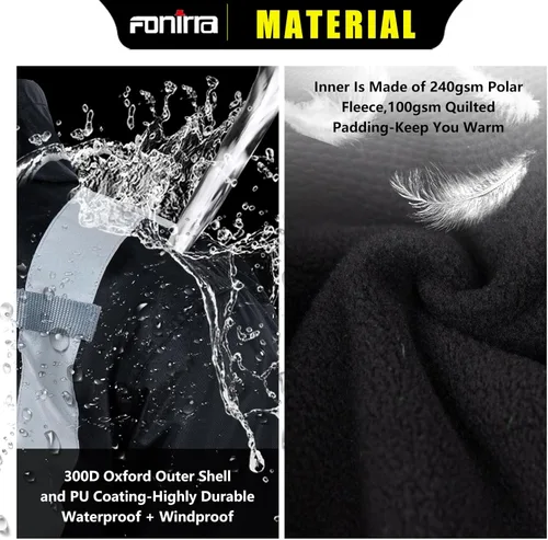 Vista 4 de FONIRRA - Chaquetas bomber de alta visibilidad con forro polar, ANSI Clase 2, chaqueta reflectante impermeable para hombres Negro