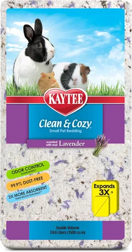Kaytee Lecho de papel Clean & Cozy con lavanda, hecho para animales pequeños, 24,6 litros