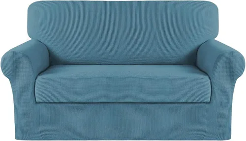 Vista 16 de Turquoize - Fundas de sillas de 2 piezas, fundas de sofá, funda de sillón con reposabrazos, protector lavable para sillas, tela jacquard gruesa Cian