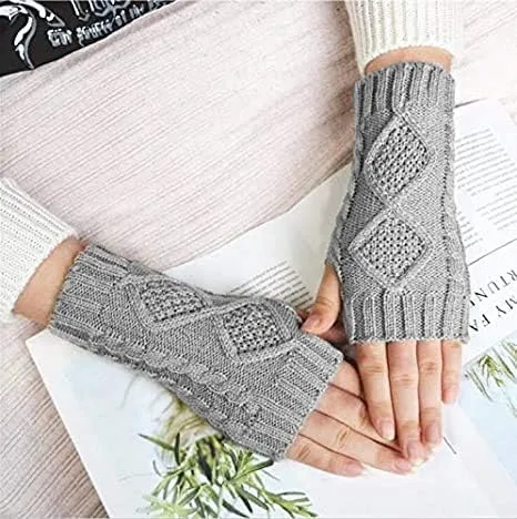 Vista 4 de Loritta 2-4 Pairs Womens Fingerless Gloves Winter Warm Knit Crochet Thumbhole Arm Warmers