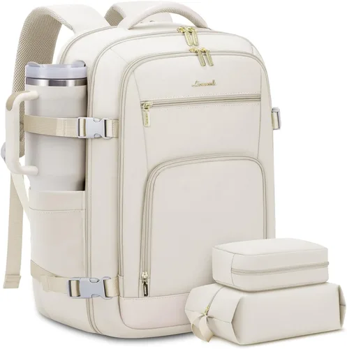 LOVEVOOK Mochila de viaje para mujer y hombre, Beige, Mochilas de viaje