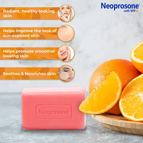 Vista 3 de Neoprosone, Jabón iluminador de la piel 7 oz / 200 g Barra exfoliante y limpiadora, ayuda a reducir manchas en: rodillas, codos, cara, áreas