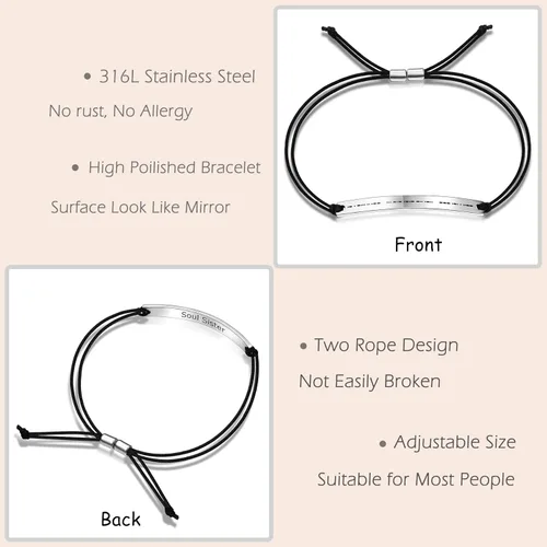 Vista 4 de SANNYRA Pulsera de código morse para hombres y mujeres, palabras secretas personalizadas con código morse de acero inoxidable, pulsera de cuerda