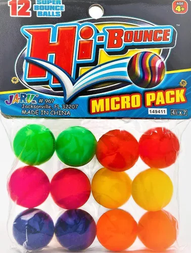 2CHILL Super Hi Bounce Bouncy Balls (12 Balls Assorted Style) JA-RU Small Toys Party Favors Racketball Kids Prize Giveaways Gift Toy Bouncy Balls