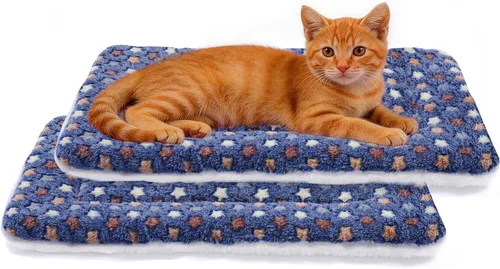 Vista 15 de Mora Pets Cama para gatos, almohadilla para jaula para perros, cama ultrasuave para mascotas con bonito estampado de estrellas, tapete lavable