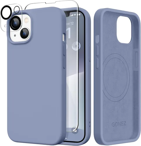 Vista 1743 de GONEZ Funda magnética para iPhone 14, compatible con Magsafe, con protector de pantalla + protector de cámara, forro de microfibra antiarañazos