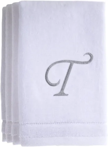 Vista 25 de Set de 4 toallas bordadas, de 11 x 18 pulgadas, extra absorbente, de algodón, acabado suave de terciopelo. Para baño/cocina/spa