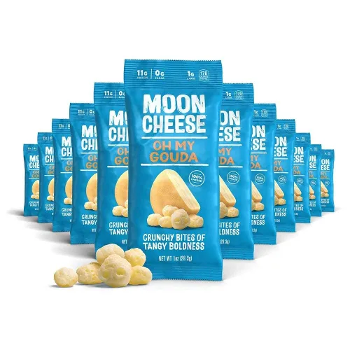 Vista 8 de Moon Cheese Cheddar Believe It, 10 onzas, paquete de 2, aperitivo de queso crujiente y rico en proteínas, apto para dieta cetogénica, 100% queso real