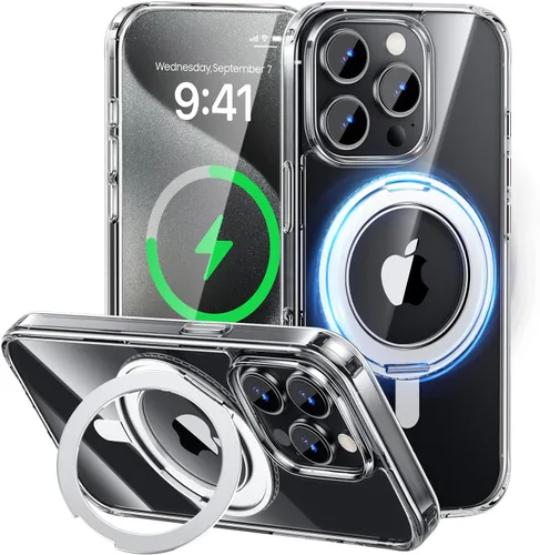 Vista 10 de MAGIC JOHN Soporte Magnético Invisible Giratório de 360° para iPhone 14/iPhone 13 [Antideslizante] [Compatible con MagSafe] Funda con soporte de 16