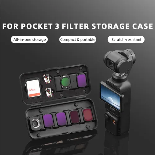 Vista 2 de Estuche de filtro para DJI Pocket 3, estuche de almacenamiento de filtro de lente magnético para DJI Osmo Pocket 3 Creator Combo Accesorios