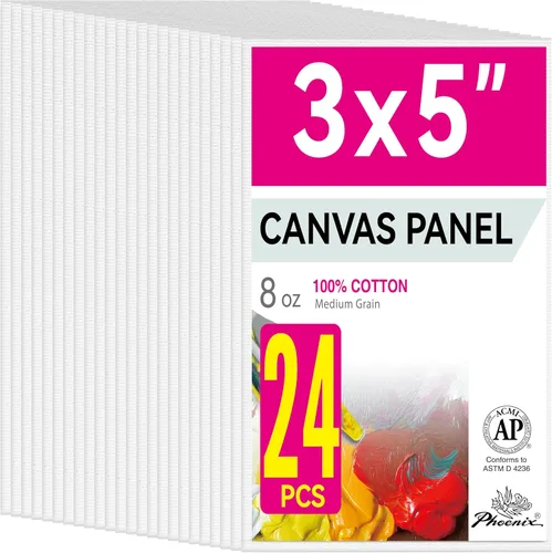 Vista 19 de PHOENIX Paneles de Lienzo Pequeños para Pintura de 3x5 Pulgadas, Paquete de Valor de 12 Unidades - 8 Oz Triple Imprimado 100% Algodón Libre de Ácido