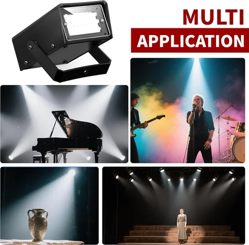 Vista 3 de ENUOLI Mini LED luz estroboscópica color blanco con 24 LED súper brillantes control de velocidad variable para efecto de luz de escenario