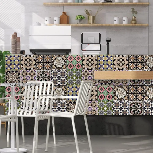 Vista 72 de Alwayspon Adhesivo para azulejos de pared moriscos para despegar y pegar, calcomanías de vinilo autoadhesivas para azulejos de cocina y baño, 4 x 4