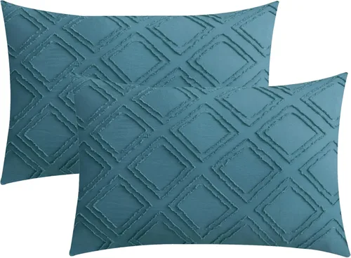 Vista 18 de JELLYMONI Fundas de almohada de tamaño estándar, color gris, paquete de 2 fundas de almohada bohemias a cuadros de 20 x 26 pulgadas, fundas