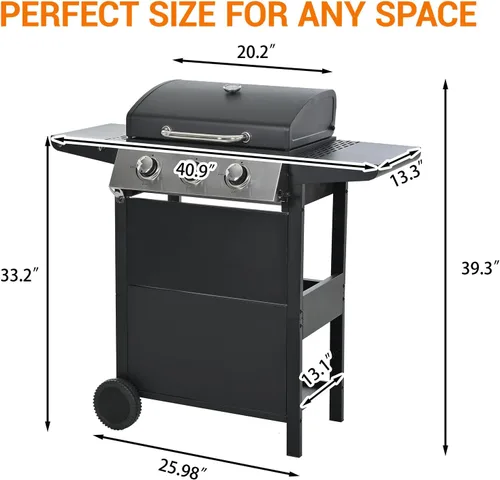 Vista 7 de EUHOME Parrilla de gas de 3 quemadores de acero inoxidable, parrilla de barbacoa al aire libre de 25650 BTU con mesa auxiliar, área de cocción