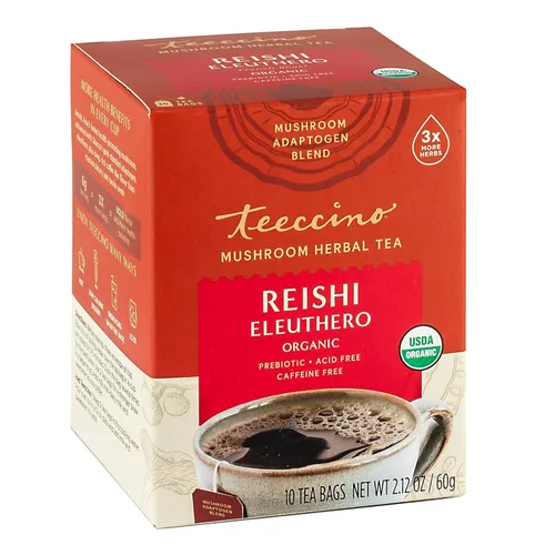 Vista 10 de Teeccino Lion's Mane Rhodiola Tea – Rosa – 25 bolsas de té té adaptogénico de hongos sin cafeína, 3 veces más hierbas que las bolsas de té normales