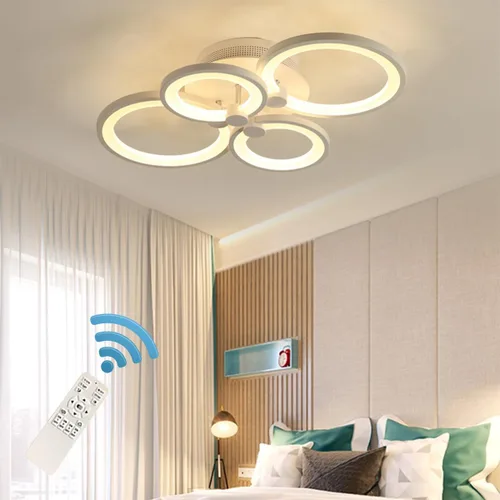 Vista 8 de Ganeed Lámpara de techo moderna regulable, accesorios de luz de techo de montaje empotrado LED de acrílico de metal, candelabro LED de 56 W
