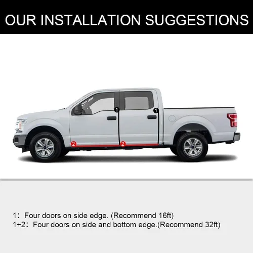 Vista 7 de Winunite - Protectores de borde de puerta de automóvil blancos, de 32.8 pies, de goma, sin pegamento, ajuste universal, en forma de U