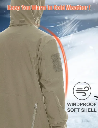 Vista 5 de MAGCOMSEN - Chaqueta táctica con capucha para hombre, impermeable, suave, abrigo de invierno