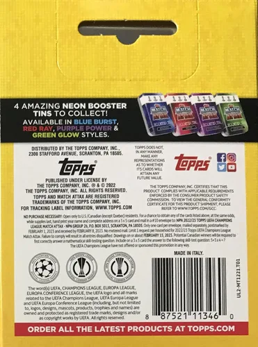 Vista 3 de Topps Match Attax 2022/23 - Liga de Campeones de la UEFA, Tarjetas de fútbol - Colección Tin Mini, Red Ray