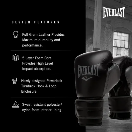 Vista 3 de Everlast Powerlock 2 Guantes de Boxeo con Cierre de Velcro Guantes de Entrenamiento de Combate Cierre de Velcro con Soporte Duradero para Mano