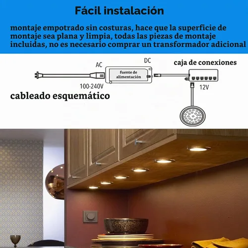 Vista 6 de Luces LED de disco empotradas con cable debajo del gabinete, iluminación regulable, bombilla halógena de 2.4 pulgadas con recorte, accesorios de luz