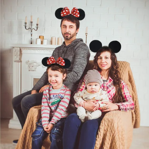 Vista 3 de Diadema con orejas para fiestas - Diadema de Mickey Mouse para fiesta de cumpleaños