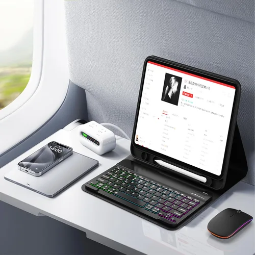 Vista 7 de Funda de teclado para Samsung Galaxy Tab A9+ Plus 2023/A11+ Plus 2025 de 10.9 pulgadas, incluye mouse y teclado magnético con retroiluminación Negro