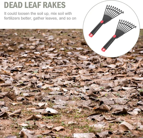 Vista 9 de 2 piezas de rastrillos de mano de jardinería rastrillos de plástico para cenizas, mini herramientas de cultivo de jardín para aflojar el suelo