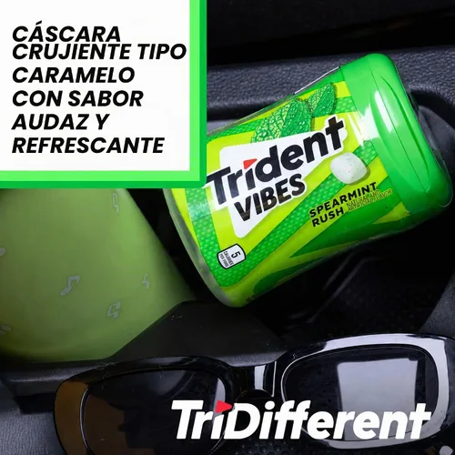 Vista 6 de Trident Vibes Spearmint Rush - Goma de mascar sin azúcar, 6 botellas de 40 piezas (240 piezas en total) Sugar-Free Chewing Gum with Xylitol
