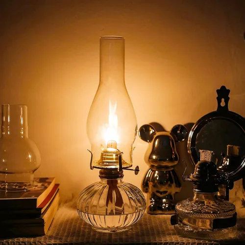 Vista 5 de Lámpara de aceite Chimenea Base de 3 pulgadas de 9 pulgadas de altura de queroseno Lámpara de repuesto de vidrio transparente alto