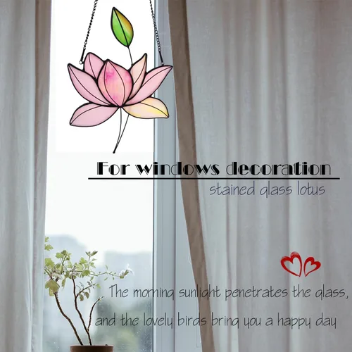 Vista 5 de Ventana de flores para colgar en vitrales, decoración navideña, paneles de ventana, regalos de cumpleaños para mamá, mujer y amigos (rosa)