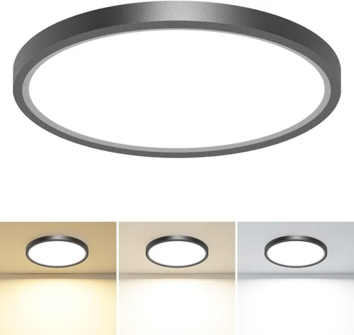 Vista 14 de Lámparas de techo de montaje empotrado, 3000K-4000K-6500K y 100W equivalentes a luces LED planas para techo de habitación, luces de techo redondas