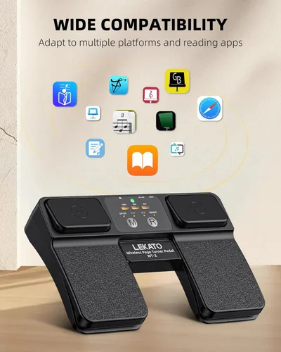 Vista 3 de LEKATO Girador de páginas inalámbrico Bluetooth para iPad, tabletas, teléfonos Android e iOS, pedal silencioso USB iPad para músicos, control