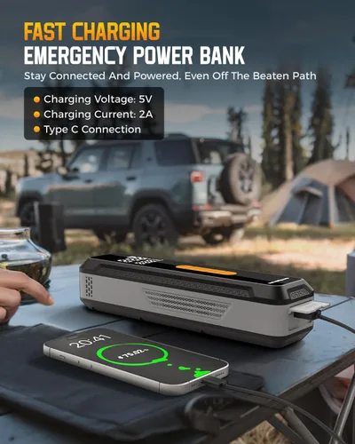 Vista 6 de NEVERLAND Compresor de aire portátil para inflador de neumáticos, con batería de 20000 mAh, bomba de aire de 150 PSI para neumáticos de automóvil